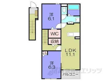 バンブー オン(2LDK/2階)の間取り写真