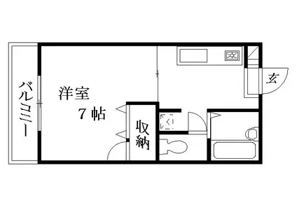 ユイット・ベルピエル(1K/1階)の間取り写真