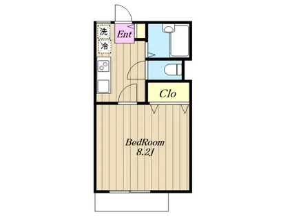 ラカーサ本厚木(1K/1階)の間取り写真