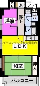 サンライズ荒木駅前(2LDK/4階)の間取り写真