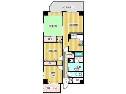 リバティスクエアKURE(3LDK/8階)の間取り写真