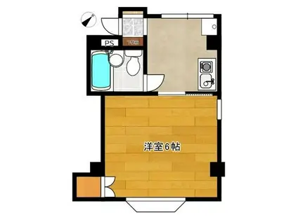 モロマンションB棟(1K/2階)の間取り写真