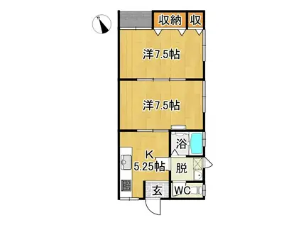 チェリーハイム(2K/2階)の間取り写真