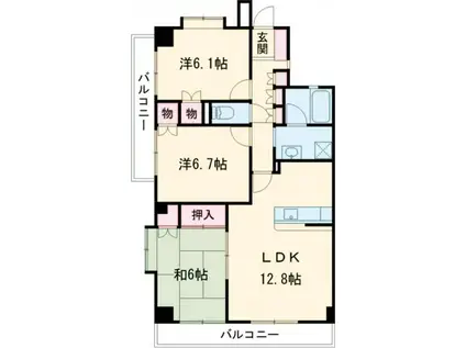 グランドールOKABE(3LDK/4階)の間取り写真