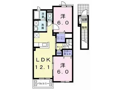 ディア・アルチザン(2LDK/2階)の間取り写真