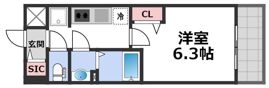 プレサンス森ノ宮 THEゲート(1K/6階)の間取り写真