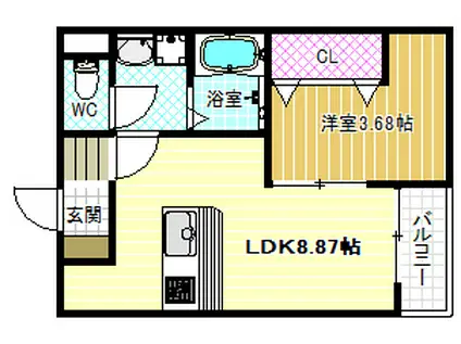 FSTYLE藤井寺道明寺1号館(1LDK/2階)の間取り写真