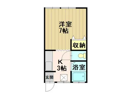 桔梗野ハイムII(1K/2階)の間取り写真