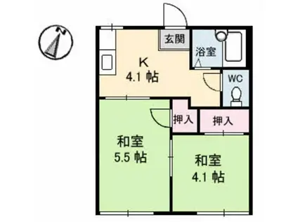 テクノハイツ91(2K/2階)の間取り写真