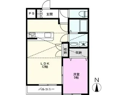 カーサ・フェリーチェ(1LDK/2階)の間取り写真