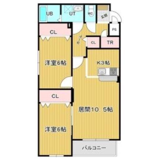 CLAIR美原(2LDK/3階)の間取り写真