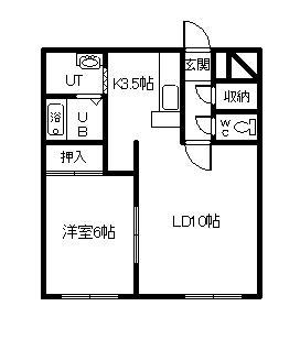 JR石北本線 新旭川駅 徒歩20分 3階建 築29年(1LDK/3階)の間取り写真