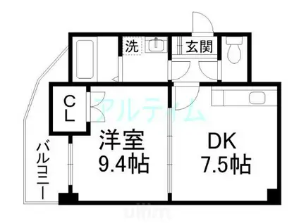 プラタラク(1DK/9階)の間取り写真