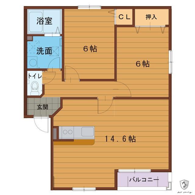 ヴィラ・ウエスト南館(2LDK/1階)の間取り写真
