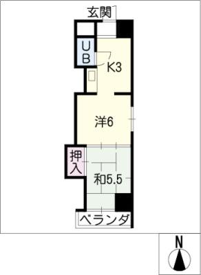 メゾンパール泉(1LDK/2階)の間取り写真