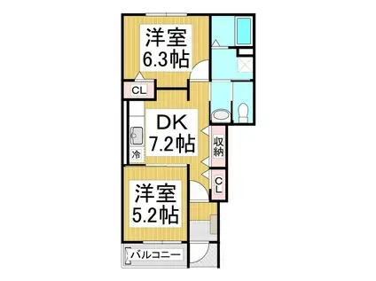 ミナミIII(2DK/1階)の間取り写真