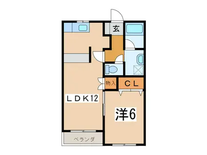 ドルチェ新田 A棟(1LDK/2階)の間取り写真