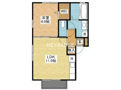 ロイヤルガーデン貝津B(1LDK/1階)の間取り写真