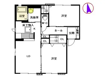 レジデンシア小森野(2LDK/1階)の間取り写真
