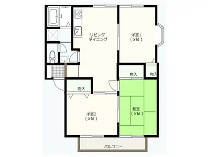 サンガーデンO AB B(3DK/2階)の間取り写真