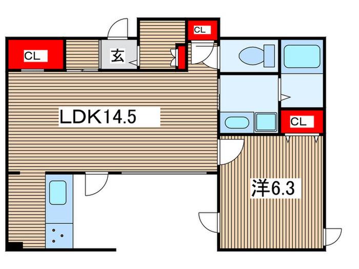 CALM CINCO(1LDK/2階)の間取り写真