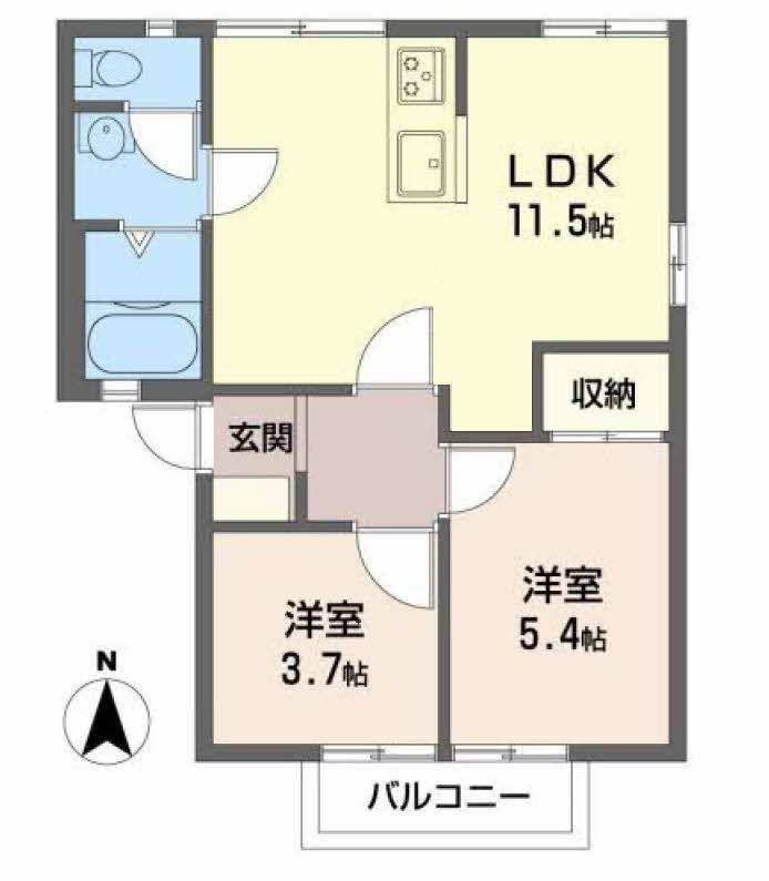 JR和歌山線 岩出駅 徒歩6分 2階建 築32年(2LDK/2階)の間取り写真
