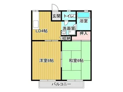 小川ハイツB棟(2DK/1階)の間取り写真