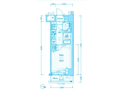 MAXIV横浜南太田(1K/2階)の間取り写真