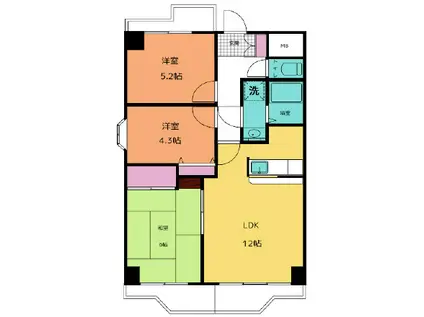 グリーンウッド(3LDK/4階)の間取り写真