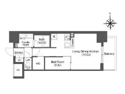 コンフォリアリヴ北浜平野町(1LDK/2階)の間取り写真