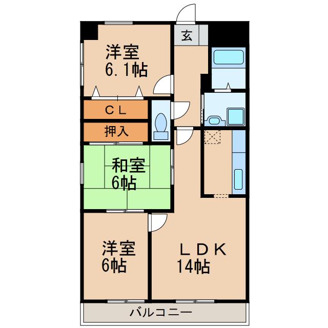 グリーンオーク(3LDK/2階)の間取り写真