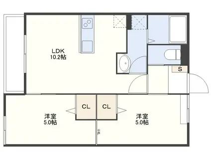 大村市協和町アパート 2号地(2LDK/1階)の間取り写真