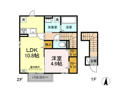 ハニーハイム(1LDK/2階)の間取り写真