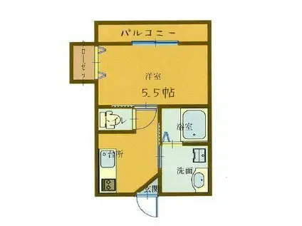 ドリムーン(1K/3階)の間取り写真
