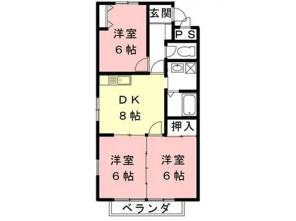 ソシエ221(3DK/4階)の間取り写真