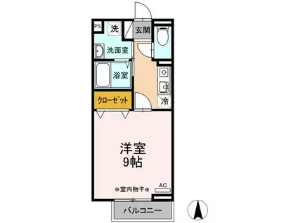 アヴェニ-ル(1K/2階)の間取り写真