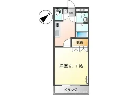 サンコートひうち(1K/2階)の間取り写真