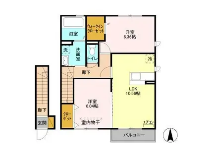 ソンケン(2LDK/2階)の間取り写真