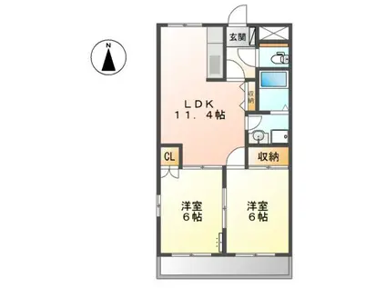 シンフォニー(2LDK/1階)の間取り写真