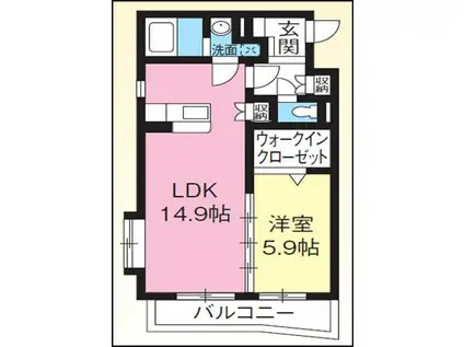 ウィンドミル(1LDK/3階)の間取り写真