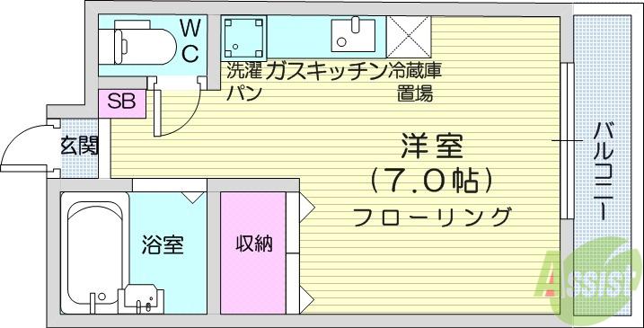 リモーブル旭ヶ丘(ワンルーム/3階)の間取り写真