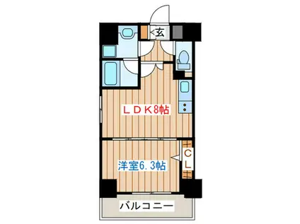 グランドロアール仙台西公園(1LDK/8階)の間取り写真