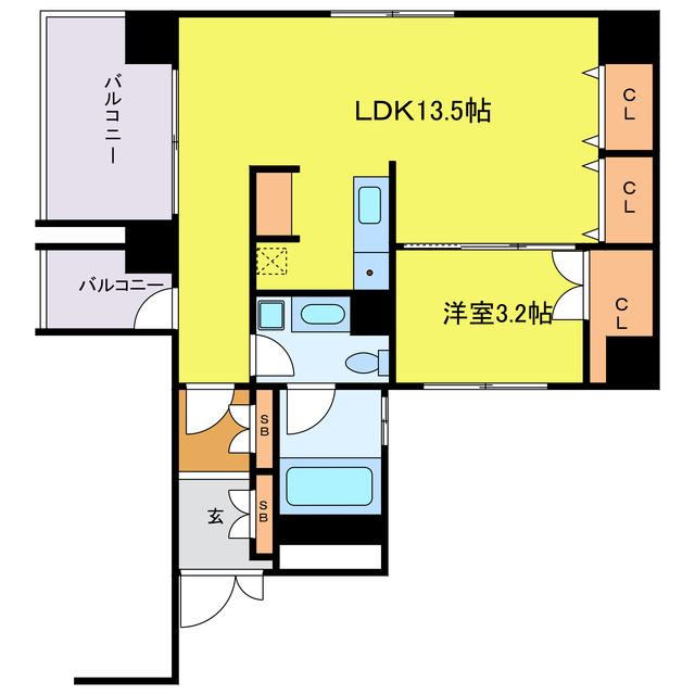 ラクメンビル(1LDK/6階)の間取り写真