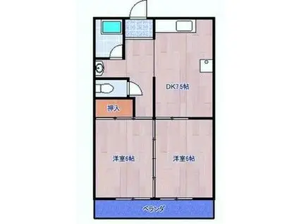パールハイツくれない(2DK/5階)の間取り写真