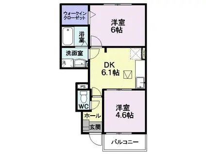 エーデルハイムA(2DK/1階)の間取り写真