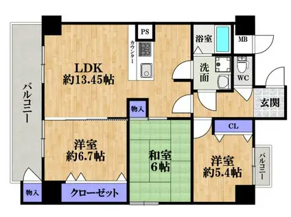 パルテール21(3LDK/6階)の間取り写真