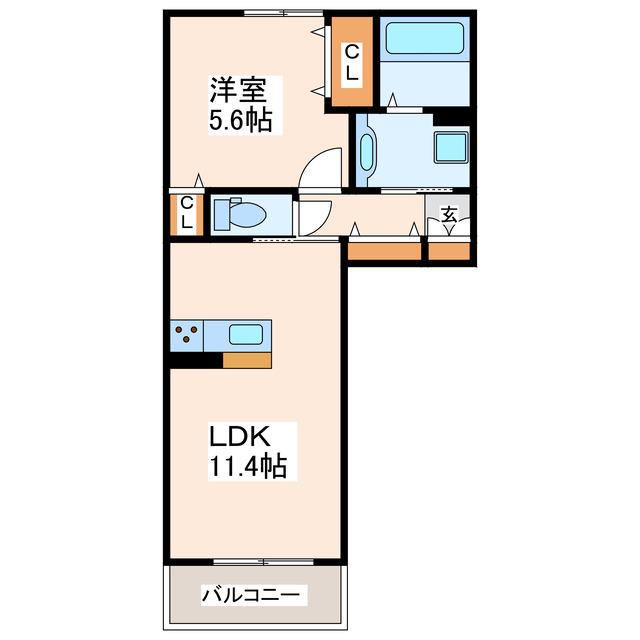 アガパンサス(1LDK/1階)の間取り写真