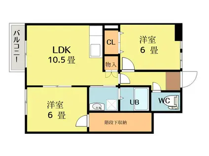 レジデンス内海II(2LDK/1階)の間取り写真