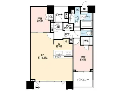 ドゥ・トゥールウエスト(2SLDK/35階)の間取り写真