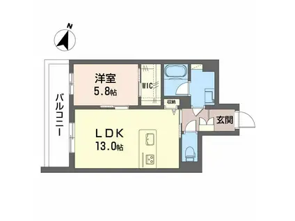 モンセル(1LDK/2階)の間取り写真